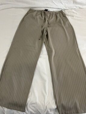 PacSun Taupe Pinstripe Straight-Leg Drawstring Pants
